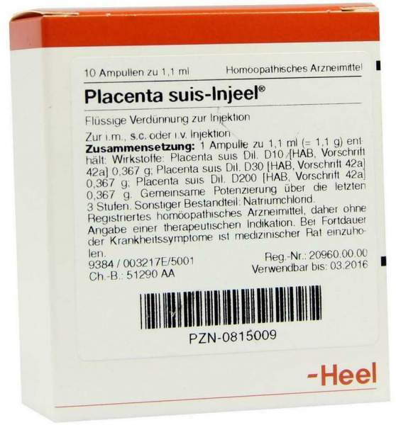 Placenta Suis-Injeel 10 Stück Flüssige Verdünnung zur Injektion