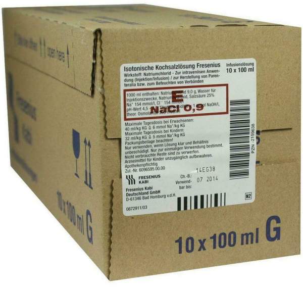Isotonische Kochsalzlösung 0,9 % Fresenius Infusionslösung 10 X...
