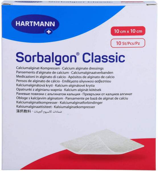 Sorbalgon Classic 10x10 cm Calciumalginat-Kompressen 10 Stück