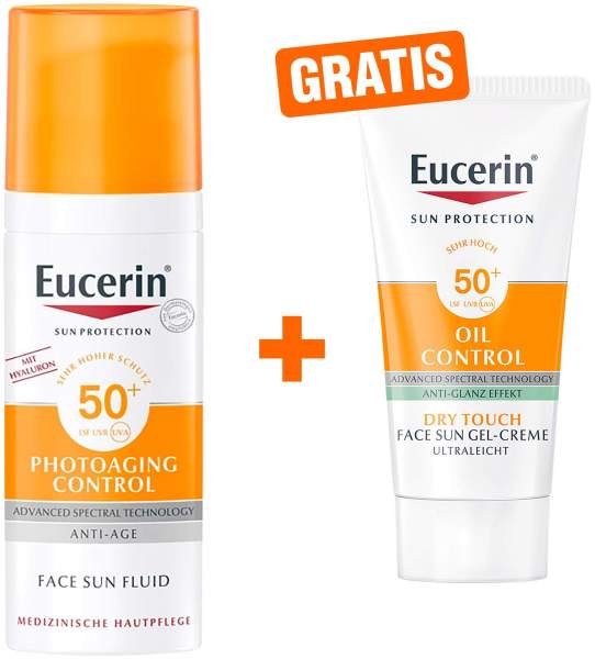 Eucerin Sun Fluid PhotoAging LSF 50 50 ml + gratis Sun Gel-Creme Oil Control 20 ml