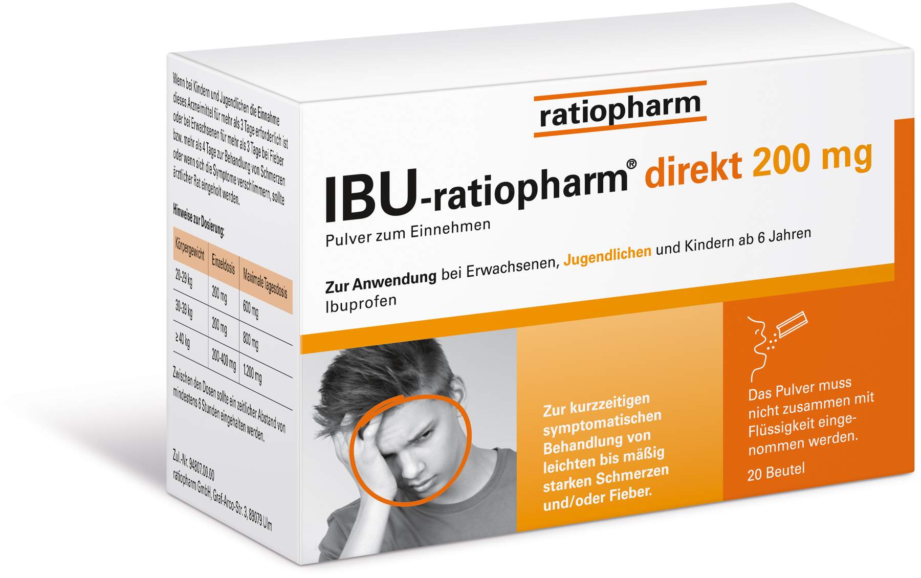 IBU ratiopharm direkt 200 mg Pulver zum Einnehmen 20 Beutel kaufen Volksver...