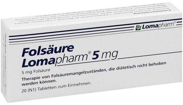 Folsäure Lomapharm 5 mg 20 Tabletten