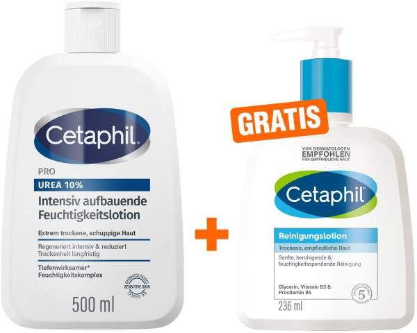 Cetaphil Pro Urea 10 % Lotion 500 ml + gratis Cetaphil Reinigungslotion 236 ml