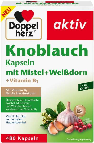 Doppelherz Knoblauch Mistel + Weißdorn + Vitamin B1 480 Kapseln