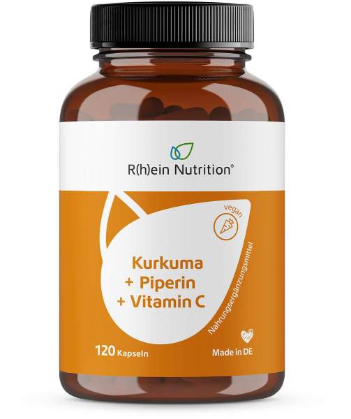 Kurkuma 95 % + Curcumin + Piperin + Vitamin C Vegan 120 Kapseln