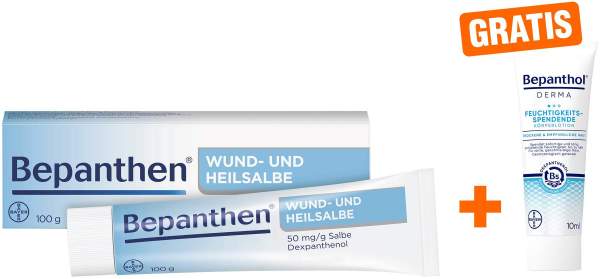 Bepanthen Wund- und Heilsalbe 100 g + gratis Bepanthol DERMA feuchtigkeitsspendene Körperlotion 10 ml