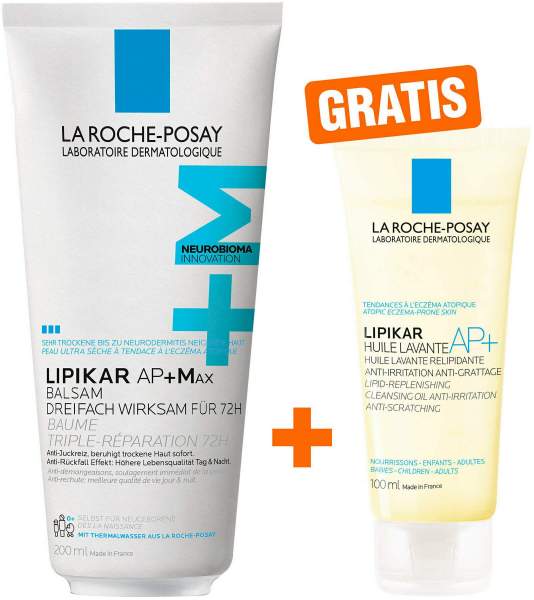 La Roche Posay Lipikar Baume AP+ Max 200 ml Balsam + gratis Lipikar Dusch-und Badeöl AP+ 100 ml