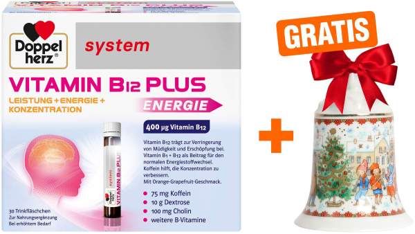 Doppelherz Vitamin B12 Plus System Trinkampullen 30 x 25 ml + gratis Hutschenreuther Weihnachtsglocke 2023