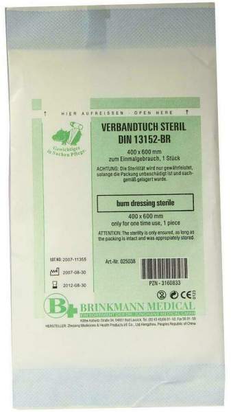 Brandwunden Verbandtuch 40 X 60 cm Steril 1 Verband