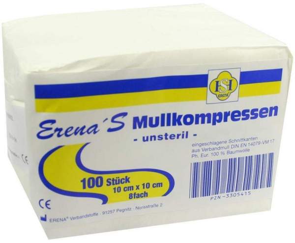 Erena Unsteril Mullkompresse10x10cm 8-Fach