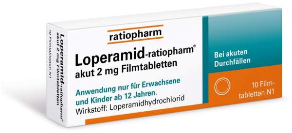 Loperamid-ratiopharm akut 2 mg - 10 Filmtabletten