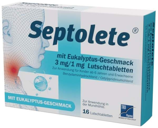Septolete 3 mg - 1 mg 16 Lutschtabletten mit Eukalyptus-Geschmack