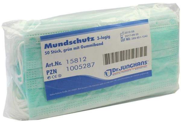 Mundschutz Mit Gummiband Grün 50 Stück