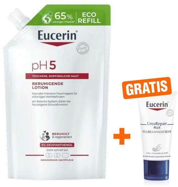 Eucerin pH5 Lotion 400ml Nachfüllbeutel + gratis UreaRepair Plus Handcreme 5% 30 ml