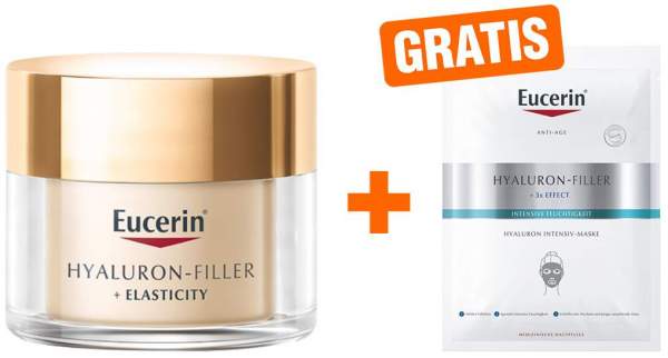 Eucerin Hyaluron Filler + Elasticity Tagespflege 50 ml Creme + gratis Anti Age Hyaluron Filler Intensiv Maske