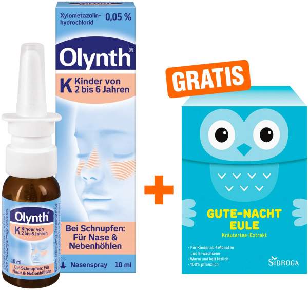 Olynth 0.05% Nasenspray für Kinder 10ml + gratis Sidroga TEExpress Gute-Nacht Eule 15 Beutel