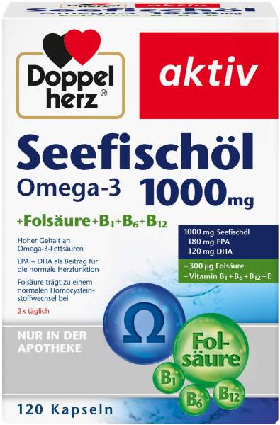 Doppelherz aktiv Seefischöl 1000 mg Omega3 + Folsäure 120 Kapseln