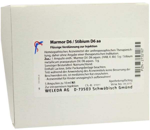 Marmor D 6 Stibium D 6 Aa Weleda 5 X 10 ml Ampullen