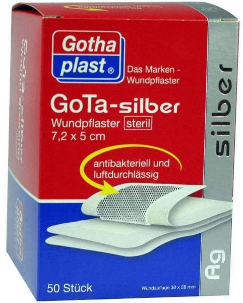 Gota Silber Wundpflaster 5 X 7,2 Steril 50 Pflaster