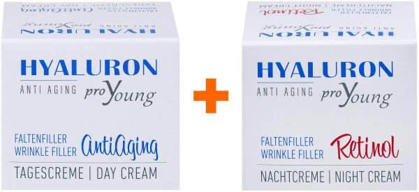 ProYoung Hyaluron Faltenfiller Gesichtscreme 50 ml + ProYoung Hyaluron Retinol Nachtcreme 50 ml