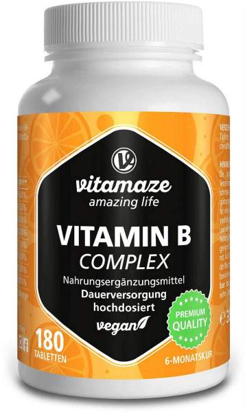 Vitamin B Complex Hochdosiert Vegan Tabletten 180 Stück
