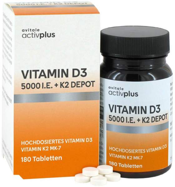 Activplus Vitamin D3 5000 I.E.+ K2 Depot 180 Tabletten