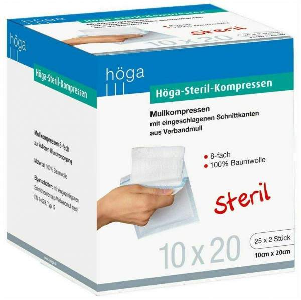Höga Steril Kompressen 10 X 20 cm 8fach 25 X 2 Kompressen