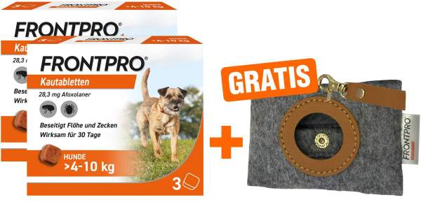 Frontpro 28 mg für Hunde 2 x 3 Kautabletten + gratis Hundebeutelspender 1 Stück
