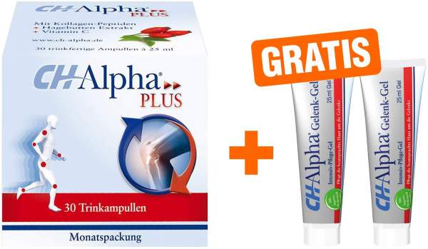 CH ALPHA Plus Trinkampullen 30 Stück + 2 x gratis CH-ALPHA Gelenk Gel 25 ml