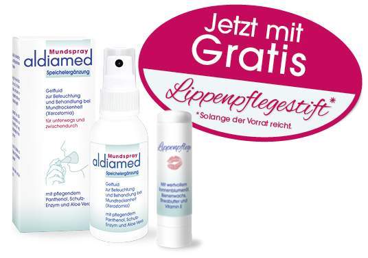 Aldiamed Mundspray zur Speichelergänzung 50 ml + gratis Lippenpflegestift