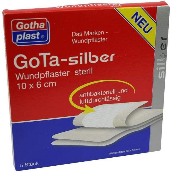 Gota Silber Wundpflaster 10x6cm Steril 5 Pflaster