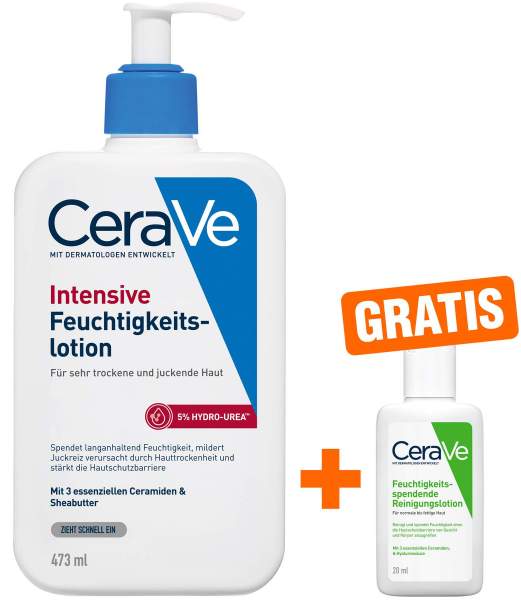 Cerave Intensive Feuchtigkeitslotion 473 ml + gratis Feuchtigkeitsspendende Reinigungslotion 20 ml