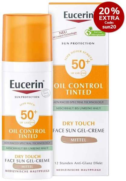 Eucerin Sun Oil Control Face Fluid Getönt (Mittel) LSF 50+ 50 ml