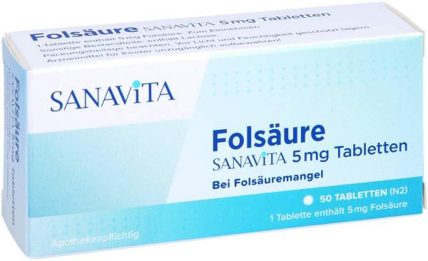 Folsäure sanacita 5 mg 50 Tabletten