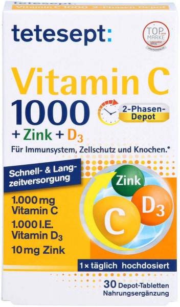 Tetesept Vitamin C 1.000+Zink+D3 1.000 I.E. Tabletten 30 Stück