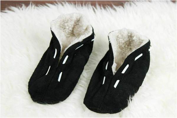 Fellhausschuhe Stopper, rutschfest, schwarz, Gr. 37-38