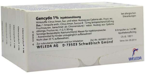 Weleda Gencydo 1% 48 X 1 ml Injektionslösung