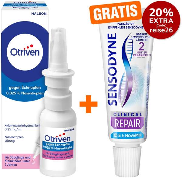 Otriven 0,025 % Nasentropfen 10 ml + gratis Sensodyne Clinical Repair Zahnpasta 15 ml