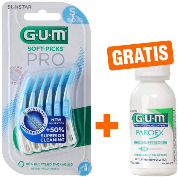 Gum Soft-Picks Pro small 60 Stück + gratis Paroex 0,06 CHX Mundspülung 30 ml