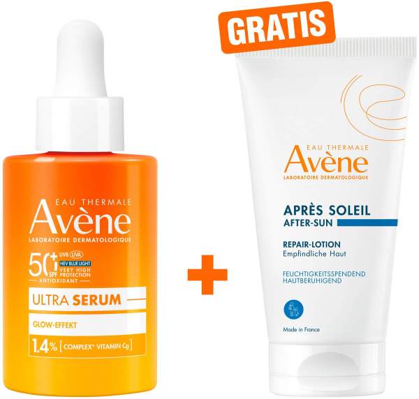 Avene Ultra Serum Glow-Effekt SPF 50+ 30 ml + gratis Avene Repair-Lotion nach der Sonne 50 ml