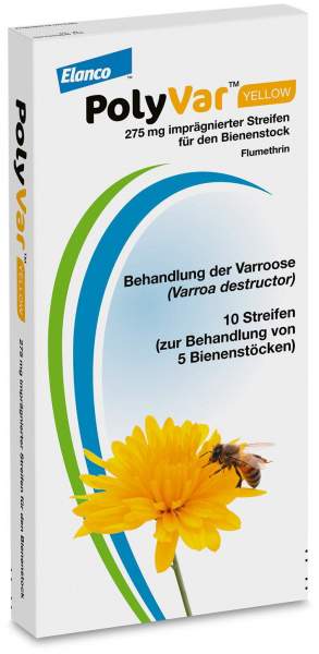 Polyvar Yellow 275 mg imprägnierter Streifen für den Bienenstock 10 Streifen
