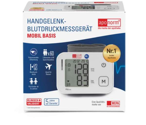 Aponorm Blutdruckmessgerät Mobil Basis Handgelenk 1 Stück