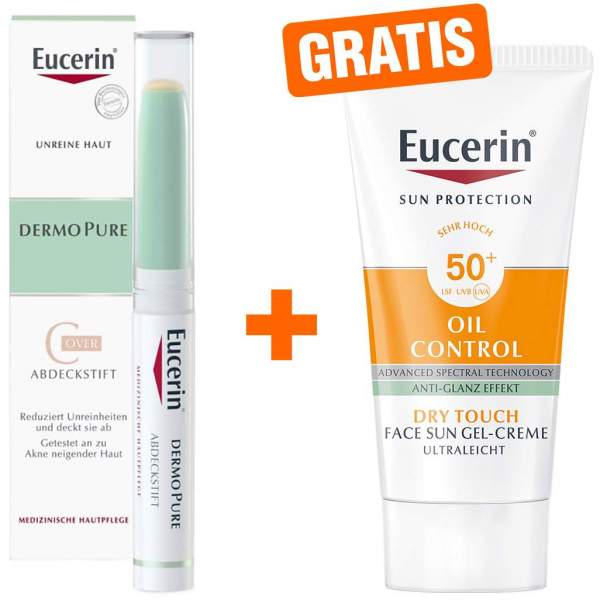 Eucerin DermoPure Abdeckstift + gratis Sun Oil Control Face 50+ 20 ml