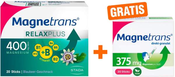 Magnetrans Relax+ 400 mg Granulat 20 x 3 g + gratis Magnetrans direkt 375 mg Granulat