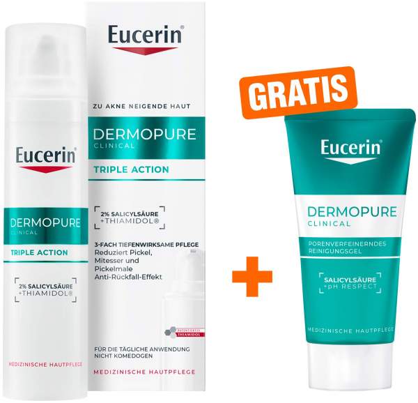 Eucerin DermoPure Clinical Triple Action 40 ml + gratis Eucerin DermoPure Clinical Reinigungsgel 20 ml