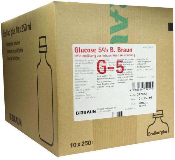Glucose 5 % B.Braun Ecoflac Plus 10 X 250 ml