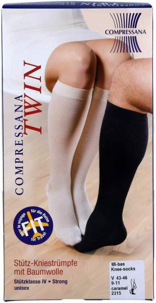 Compressana Twin Kniestrumpf Gr.5 Schwarz O.Sp. 2