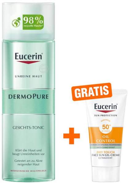 Eucerin DermoPure Gesichts-Tonic 200 ml + gratis Sun Gel-Creme Oil Control 20 ml