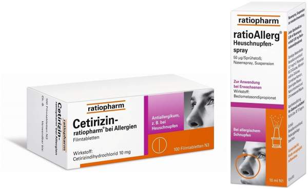 Sparset Allergie Cetirizin Ratiopharm 100 Filmtabletten und ratioAllerg Heuschnupfenspray 10 ml 1 Set