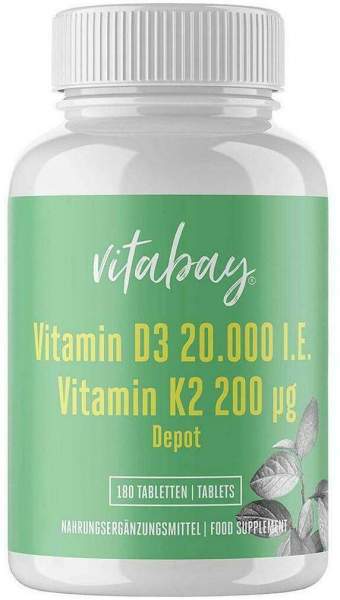 Vitamin D3 Depot 20.000 I.E.+vitamin K2 200 µg 180 Tabletten